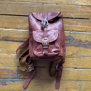 Oxblood Leather Drawstring Backpack